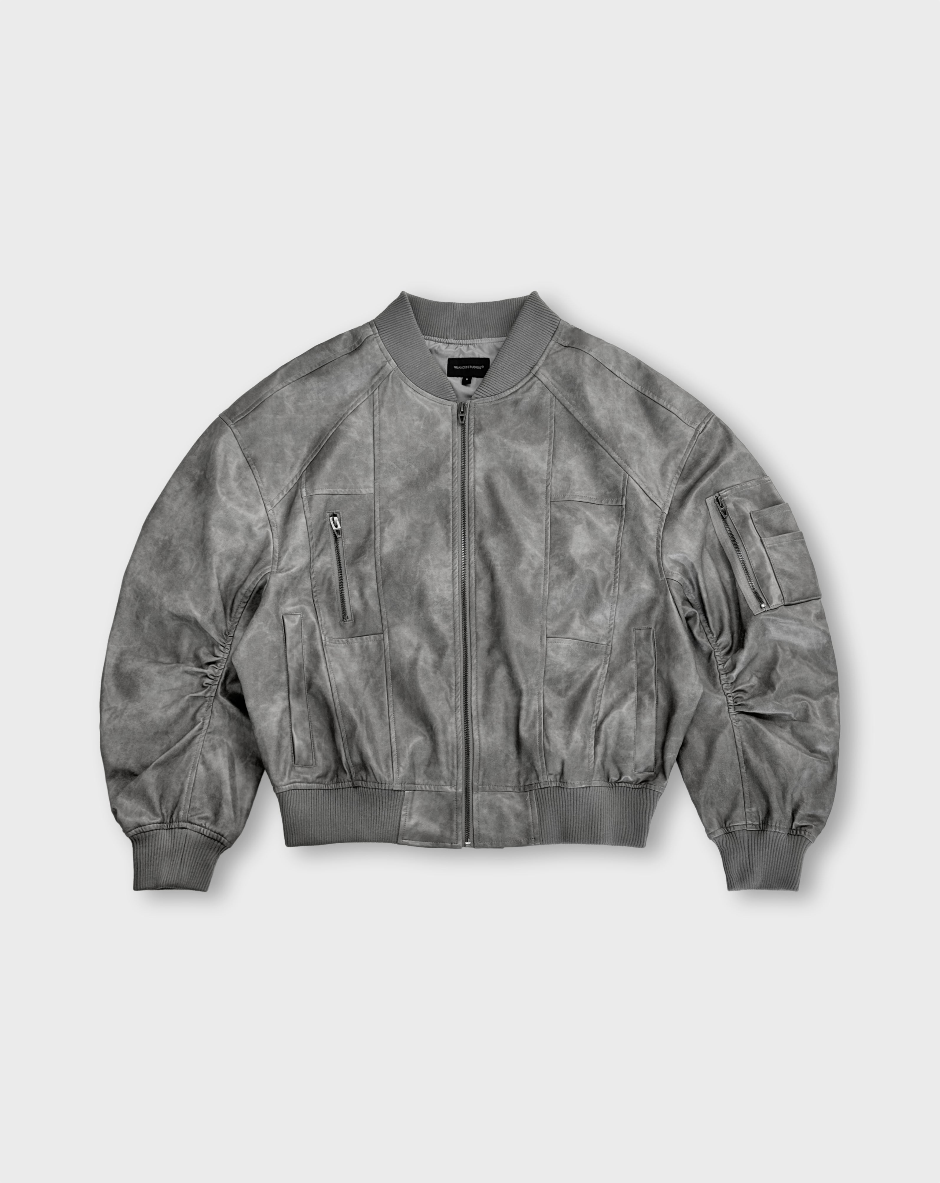 MULTI-SEAM BOMBER JACKET IN WASHED GRAY – Nuance Studios