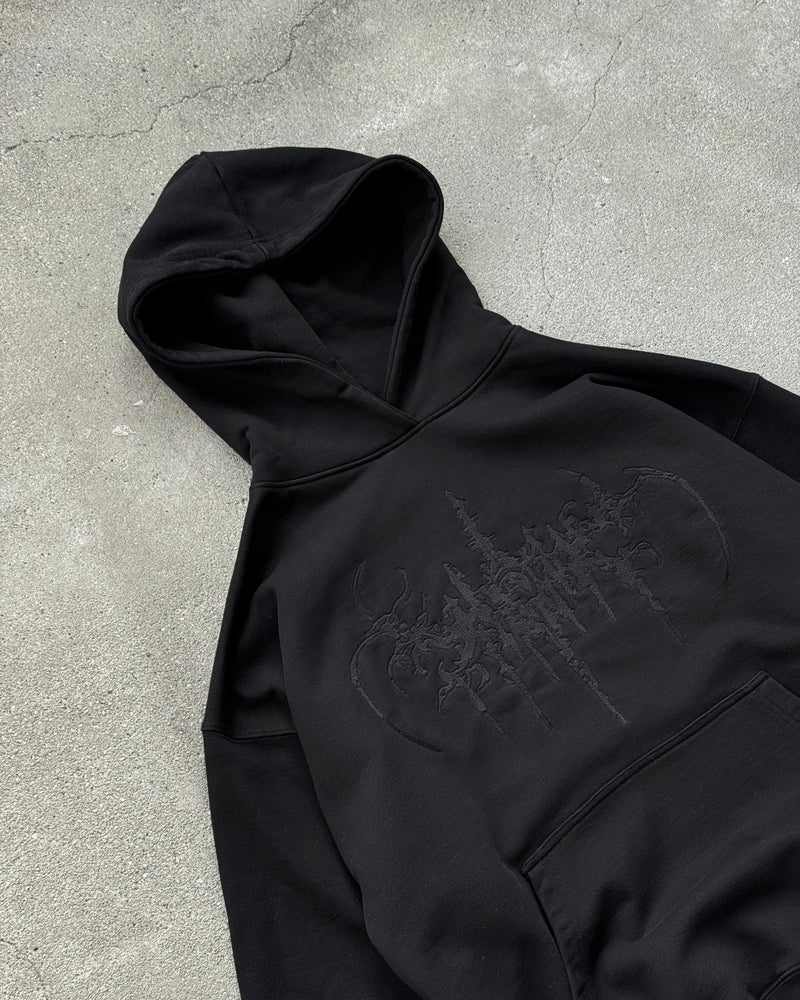 EMBROIDERED SIGIL HOODIE - JET BLACK