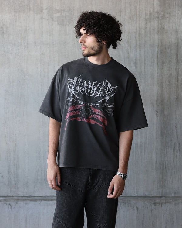 METAL LOGO TEE IN VINTAGE BLACK