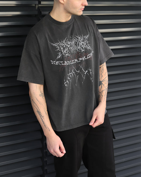 METAL LOGO TEE IN VINTAGE BLACK