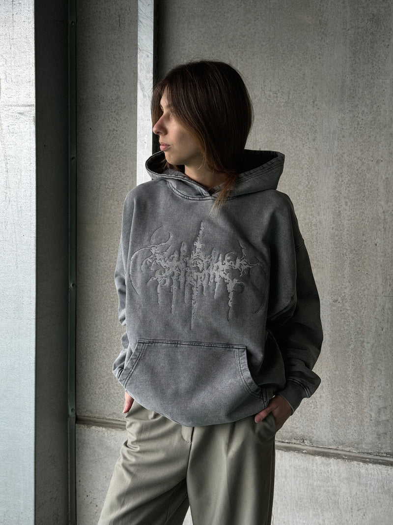 (PRE-ORDER) EMBROIDERED SIGIL HOODIE - VINTAGE GRAY