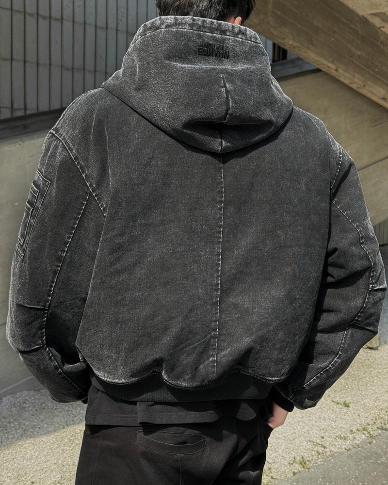 HOODED BOMBER JACKET IN VINTAGE BLACK