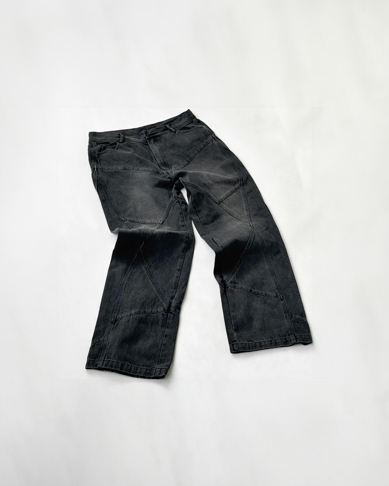 PANELLED DENIM - WASHED BLACK