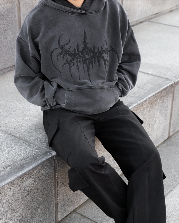 EMBROIDERED SIGIL HOODIE IN VINTAGE BLACK