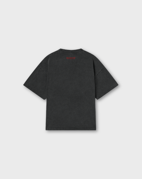 EMBROIDERED TEE IN VINTAGE BLACK