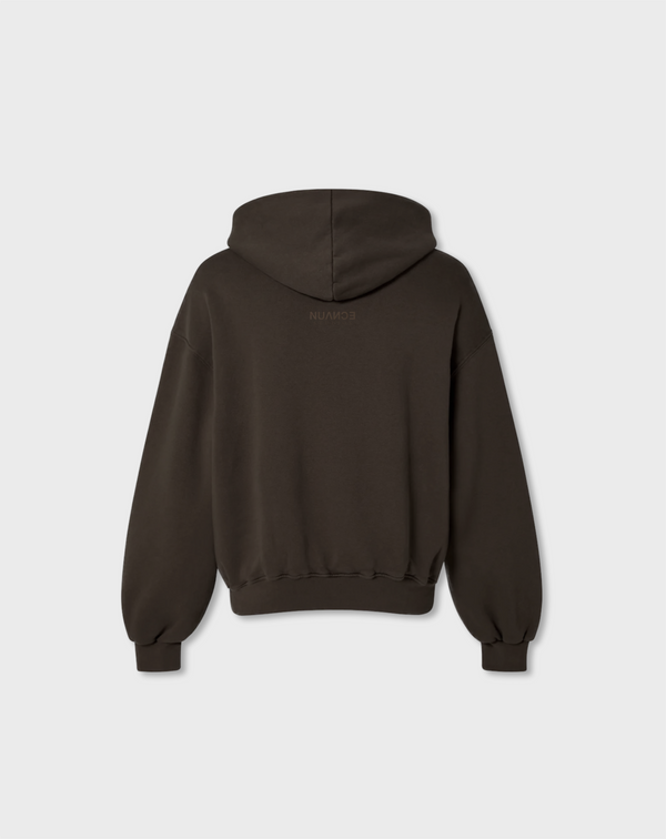 EMBROIDERED HOODIE IN DARK BROWN