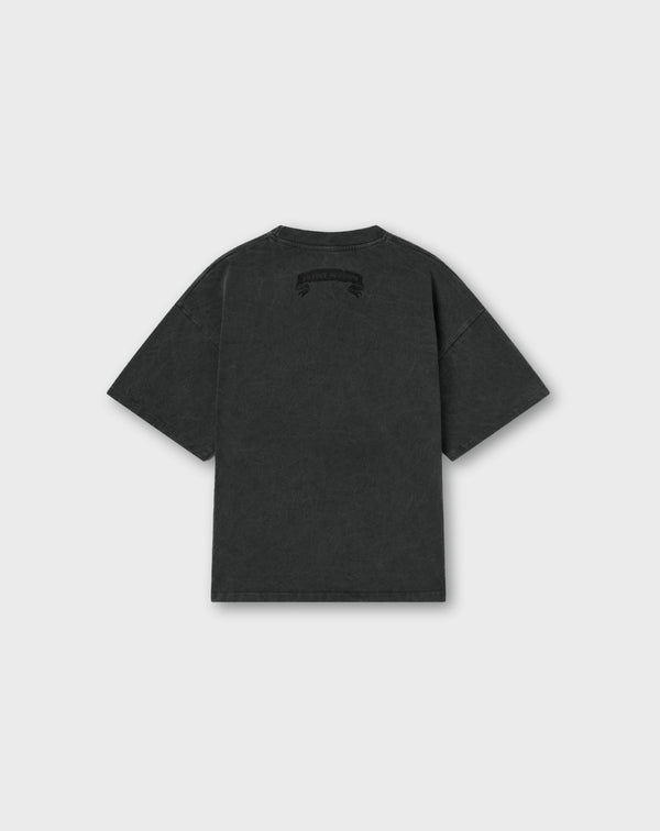 EMBROIDERED IRON CROSS TEE IN VINTAGE BLACK