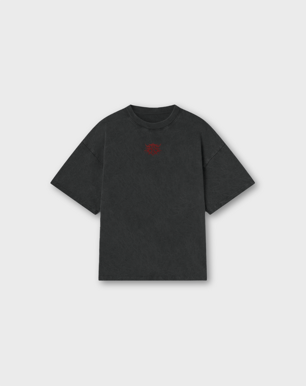EMBROIDERED TEE IN VINTAGE BLACK