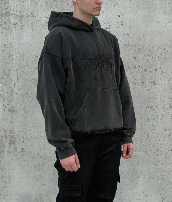 EMBROIDERED SIGIL HOODIE IN VINTAGE BLACK