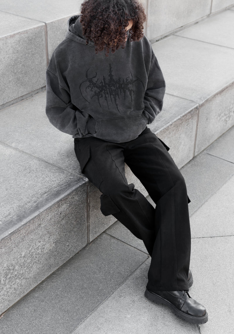 EMBROIDERED SIGIL HOODIE IN VINTAGE BLACK