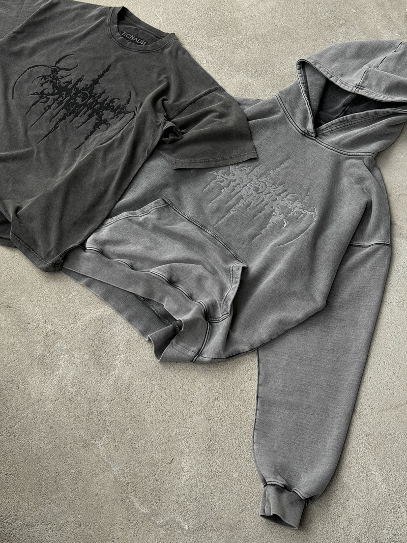 (PRE-ORDER) EMBROIDERED SIGIL HOODIE - VINTAGE GRAY