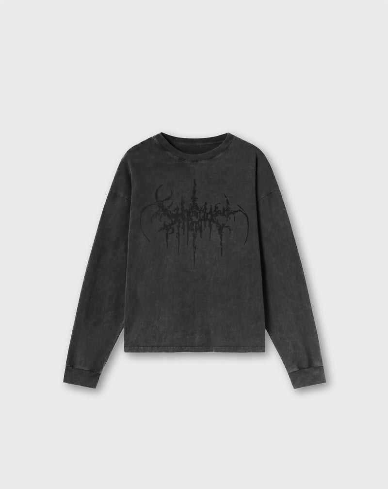 EMBROIDERED L/S SIGIL TEE IN VINTAGE BLACK