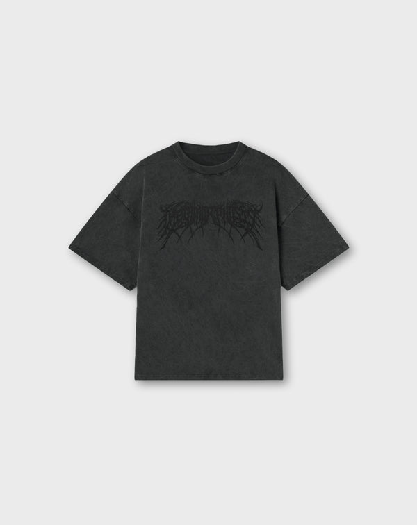 EMBROIDERED METAL LOGO TEE IN VINTAGE BLACK