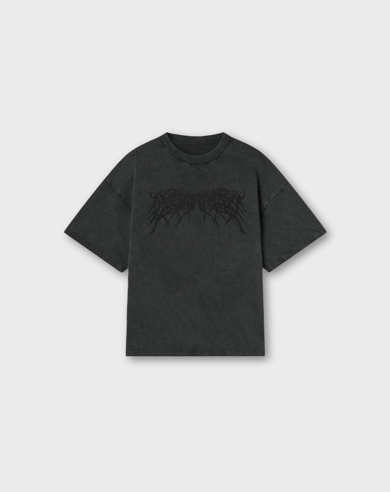 EMBROIDERED METAL LOGO TEE IN VINTAGE BLACK