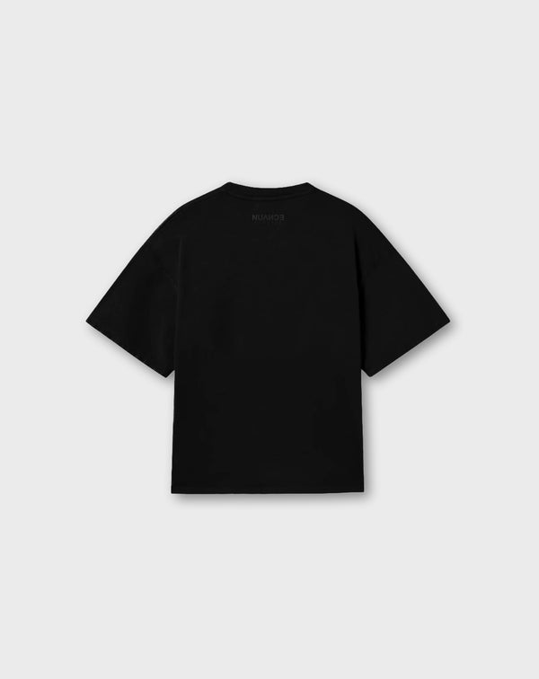 EMBROIDERED METAL LOGO TEE IN BLACK