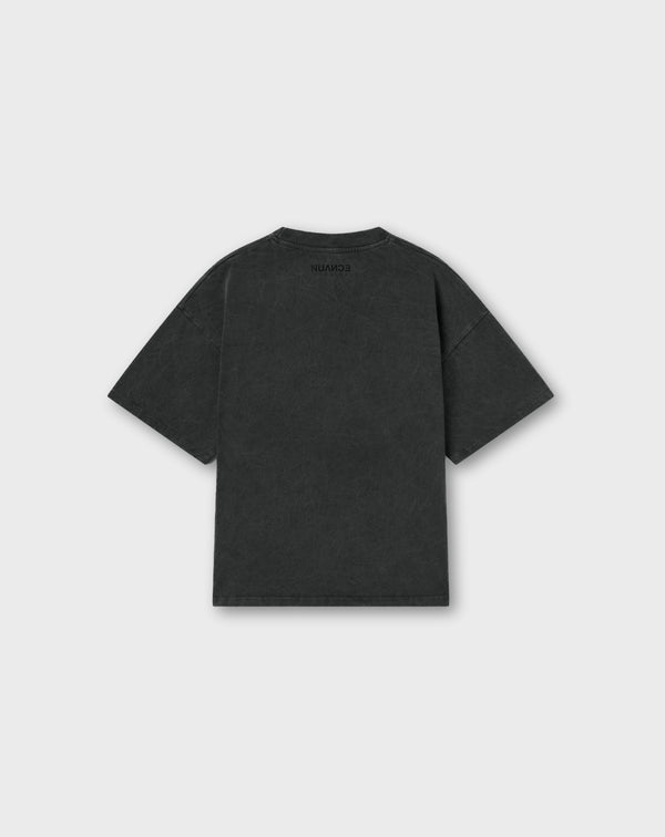 EMBROIDERED METAL LOGO TEE IN VINTAGE BLACK