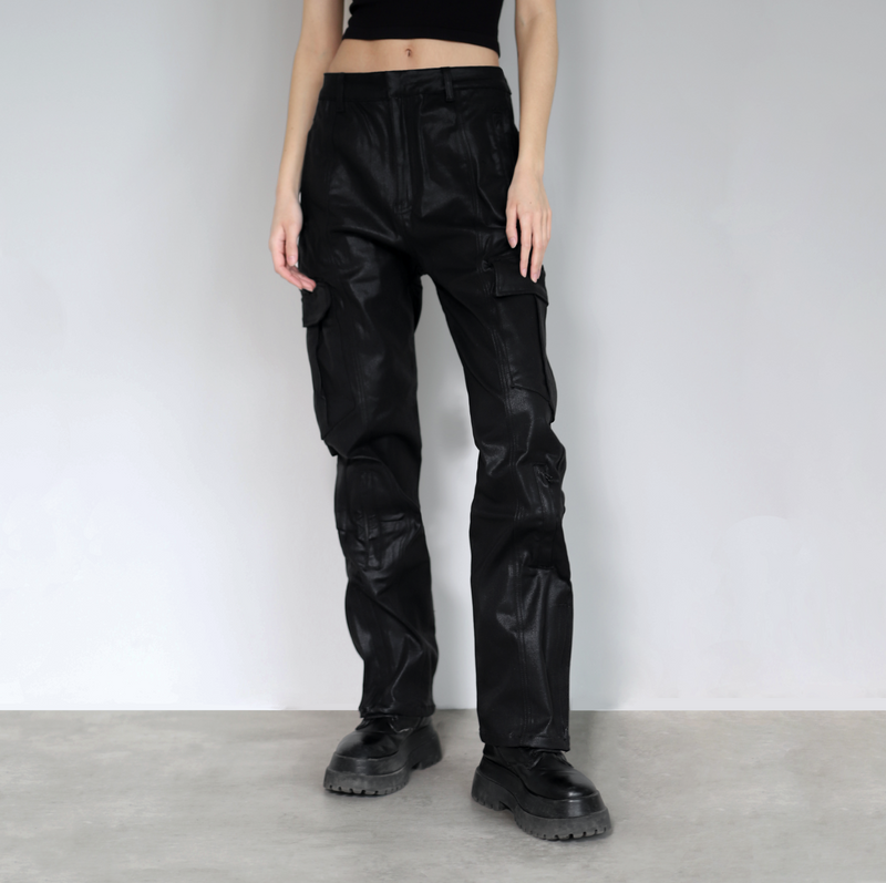 DENIM CARGO PANT - WAXED BLACK